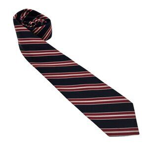 Vintage Ketch Men's Red White & Blue‎ Striped Tie Necktie Skinny 100% Polyester